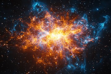 Fototapeta premium Cosmic explosion in an abstract galaxy with vibrant colors and intricate details, space galaxy background, abstract cosmic explosion of colors