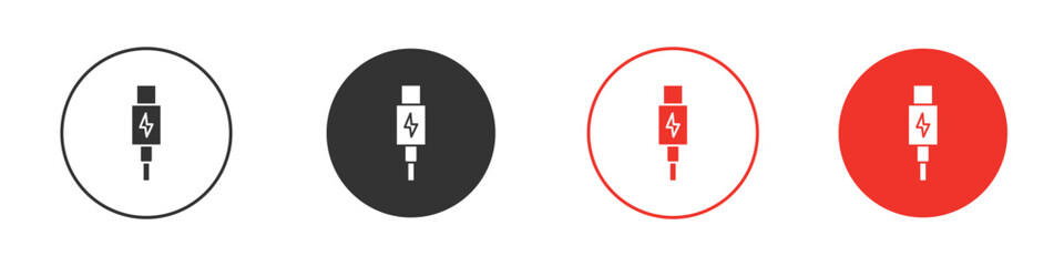 USB type c icon. Black style vector icons. Isolated sign symbol