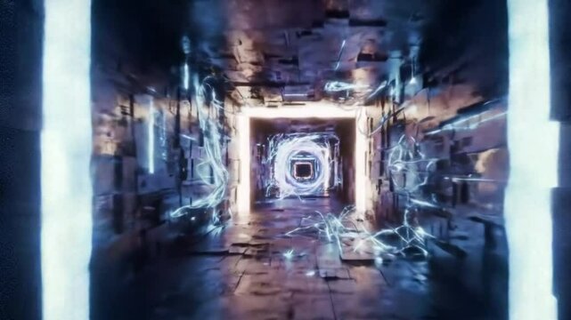 Looping Virtual Corridor with Infinity Reflections and Dimensional Folding