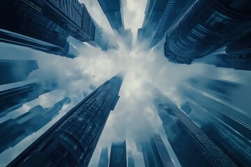 Exploring the futuristic skyline of Pudong financial district in Shanghai, China during a dramatic hyper lapse, hyper lapse, Pudong financial district Shanghai, China