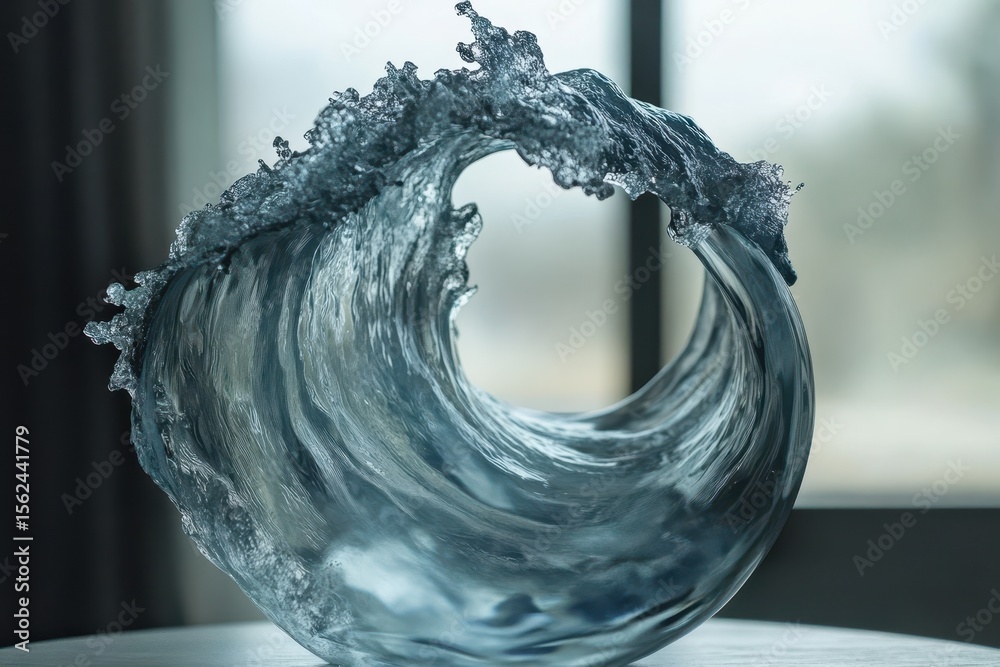 Leinwandbilder Captivating slow motion of a stunning wave object creating a dynamic visual experience indoors, Fantastic with wave object in slow motion