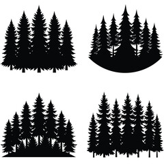 Obraz premium Forest Landscape Silhouette Vector – Layered Tree Scene Art