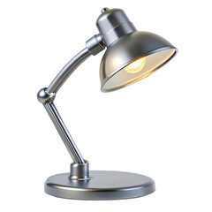 Silver desk lamp with light isolated on a transparent background