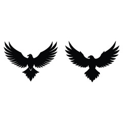 Obraz premium Flying Eagle Silhouette Vector – Bold Bird of Prey Design