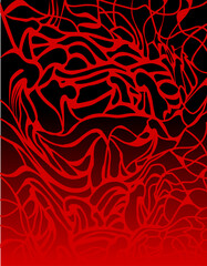 vertical Red pattern with organic elements and black-red gradient background 