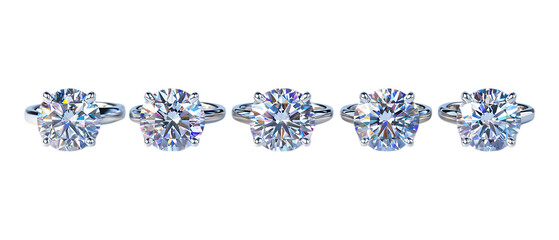 Pack Collection Sparkling Diamond Rings Elegant Jewelry Photography set against transparent background