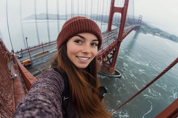 Exploring San Francisco on a road trip with a view of Golden Gate Bridge, POV road trip Golden Gate Bridge San Francisco