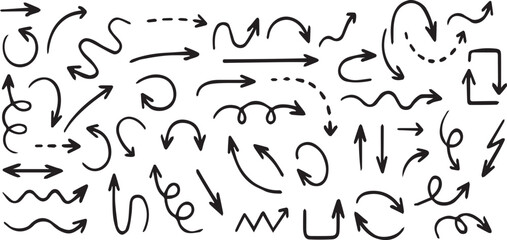 	
Vector swoosh doodles, hand drawn, arrows, speech bubble, heart, check mark, cross mark, square, circle, exclamation mark, star, curly, bracket, hashtag, geometric shapes, sketch. Black eps file.	
