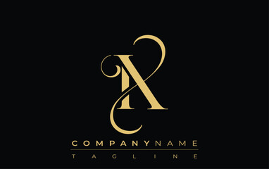 IX Abstract Creative Jewelry Logo. A stylish logo featuring golden monogram initials in an elegant and modern typography, perfect for branding