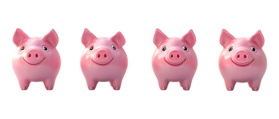 Pack Collection Four Pink Piggy Banks A Savings Goal Visual set against transparent background