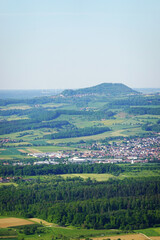 Obraz premium The view of Hohenstaufen mountain in Goeppingen region, Baden Wuerrtemberg, Germany