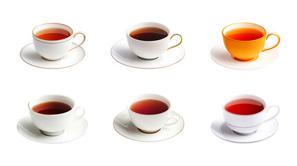 Pack Collection Tea Varieties A Collection of Exquisite Tea Cups and Their Brew set against transparent background