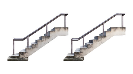 Pack Collection Pair of Concrete Staircase Models Architectural Design Elements set against transparent background