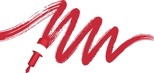 Creative Underline Black & red brush strokes vector illustration, abstract grunge texture on white background. Artistic design element, paint smear, ink splatter, creative graphic element. EPS vector.