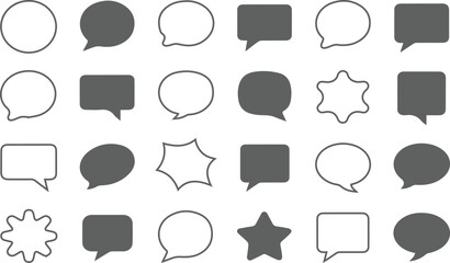 Speech bubble, Comic burst and text box silhouettes in vector style. essential graphic elements set for comic design, pop art, dialog highlights and creative retro style storytelling vector illustrate