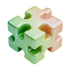 Obraz premium Abstract 3d puzzle cube with gradient colors isolated on transparent background