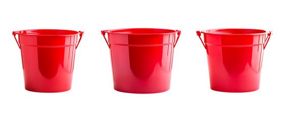 Pack Collection Three Red Buckets A Vibrant Visual set against transparent background