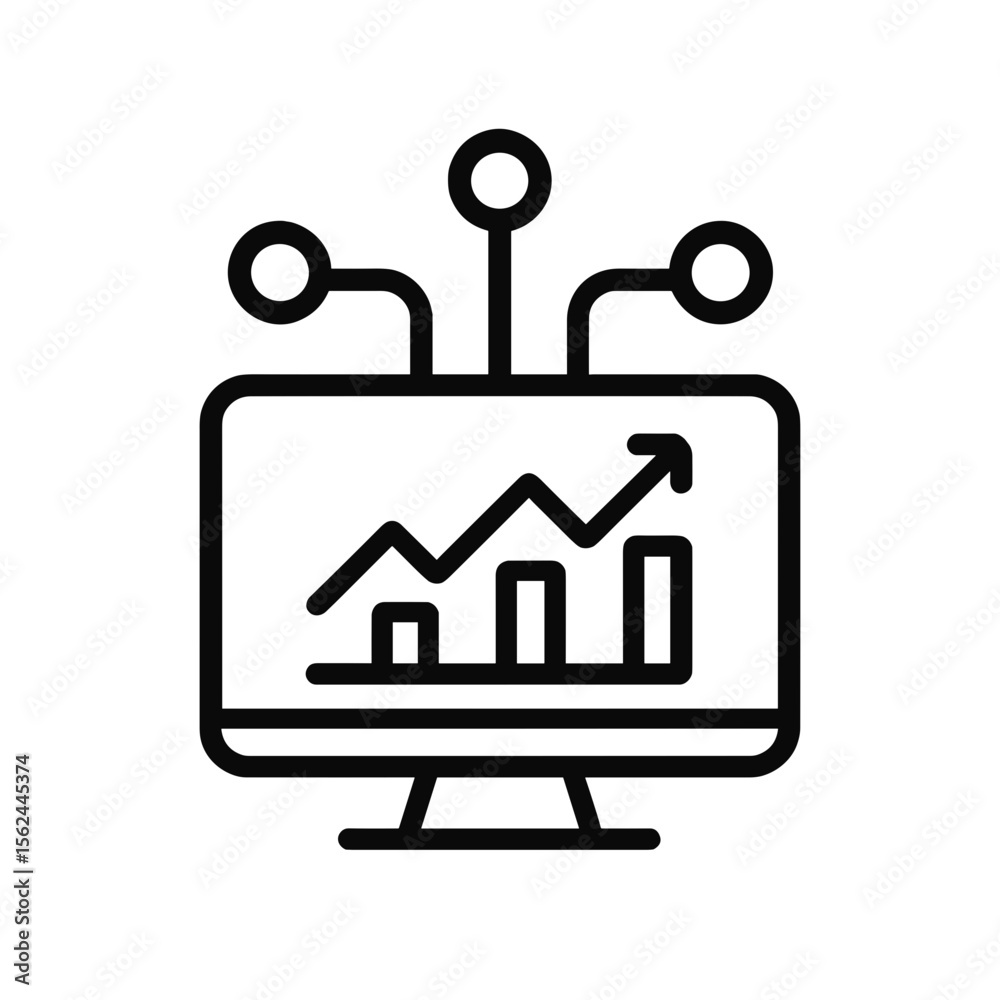 Poster analytical system with growth chart displayed on computer screen