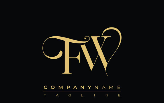 FW Abstract Creative Jewelry Logo. A stylish logo featuring golden monogram initials in an elegant and modern typography, perfect for branding