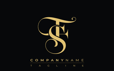 FS Abstract Creative Jewelry Logo. A stylish logo featuring golden monogram initials in an elegant and modern typography, perfect for branding