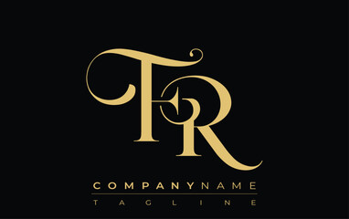 FR Abstract Creative Jewelry Logo. A stylish logo featuring golden monogram initials in an elegant and modern typography, perfect for branding