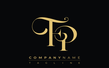 FP Abstract Creative Jewelry Logo. A stylish logo featuring golden monogram initials in an elegant and modern typography, perfect for branding