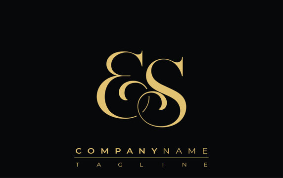 ES Abstract Creative Jewelry Logo. A stylish logo featuring golden monogram initials in an elegant and modern typography, perfect for branding