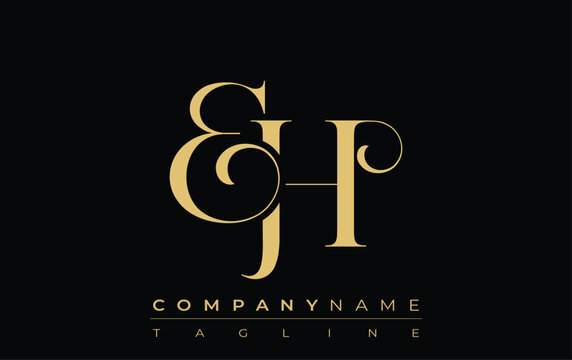 EH Abstract Creative Jewelry Logo. A stylish logo featuring golden monogram initials in an elegant and modern typography, perfect for branding