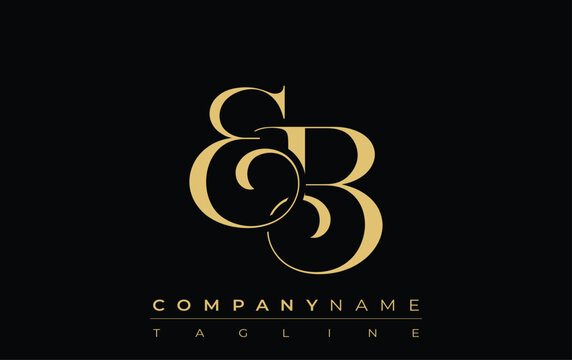 EB Abstract Creative Jewelry Logo. A stylish logo featuring golden monogram initials in an elegant and modern typography, perfect for branding