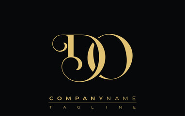 DO Abstract Creative Jewelry Logo. A stylish logo featuring golden monogram initials in an elegant and modern typography, perfect for branding