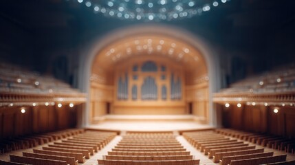 Obraz premium drone-view overhead of elegant conference hall chairs arranged for nobel ceremony setup