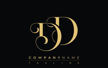 DD Abstract Creative Jewelry Logo. A stylish logo featuring golden monogram initials in an elegant and modern typography, perfect for branding