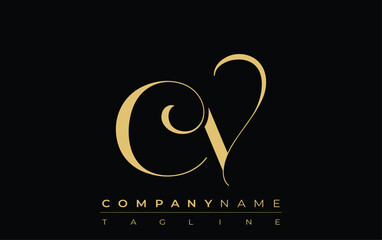 Fototapeta premium CV Abstract Creative Jewelry Logo. A stylish logo featuring golden monogram initials in an elegant and modern typography, perfect for branding