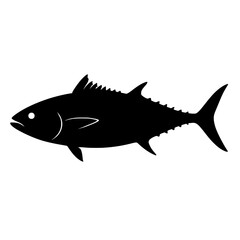 Fototapeta premium Elegant Black Bonito Fish Silhouette with Sharp Details and Dynamic Motion
