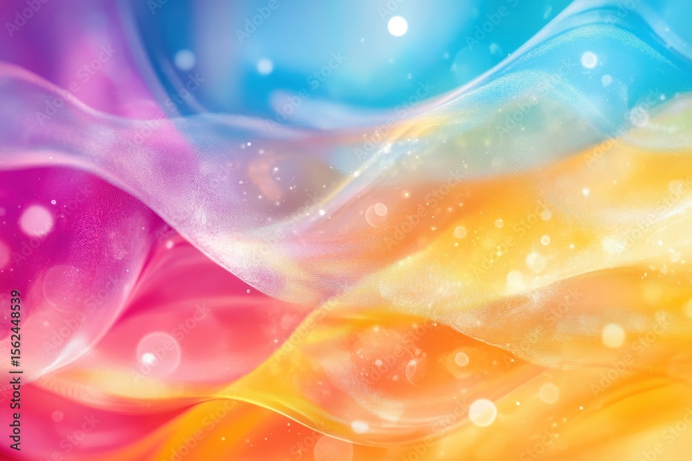 Poster Colorful holographic abstract liquid waves create a mesmerizing visual experience, Colorful holographic abstract liquid waves futuristic motion background