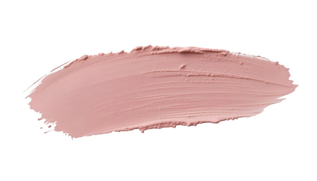 Textured pink makeup swatch brush stroke on a clean white background