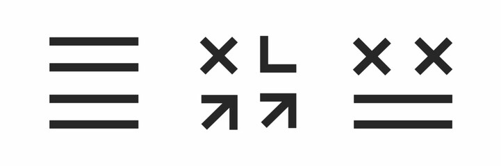 Obraz premium Horizontal and vertical line vector icons in black on white background