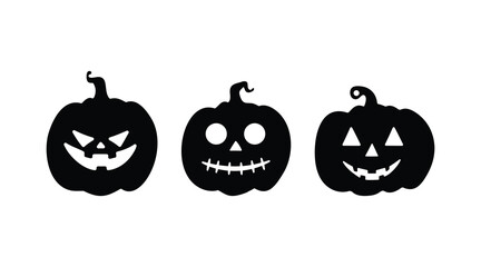 halloween pumpkin silhouettes spooky faces black clipart scary festive design
