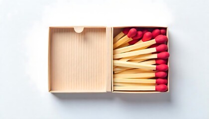 Matches in box isolated on white, created with generative ai
