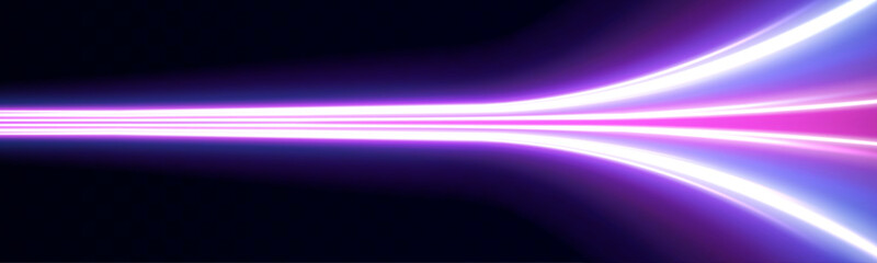 This graphic showcases the flow of high-speed data traffic, illuminated by neon light and dynamic light traces. The design reflects the concept of big data traffic streams.	