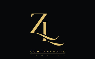 ZL Abstract Creative Jewelry Logo. A stylish logo featuring golden monogram initials in an elegant and modern typography, perfect for branding
