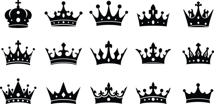 Thirteen crown symbols arranged in a unique formation representing royalty power and leadership suitable for royal themed designs