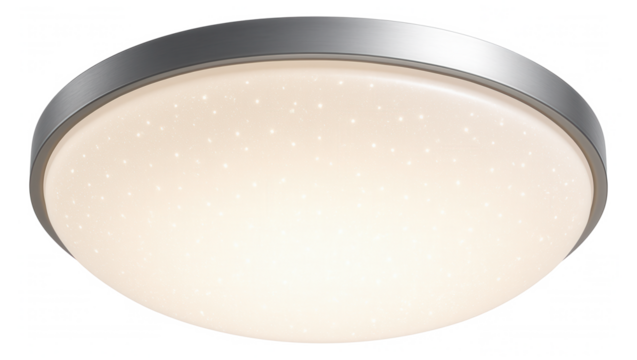 A smart ceiling light with a starlight effect, transforming a home theater environment.