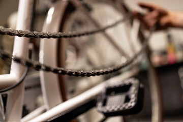 Professional bicycle service and chain replacement.