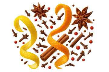 Obraz premium Festive Christmas spices isolated on a transparent background, holiday season