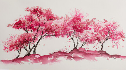 pink cherry blossom watercolor background, japanese