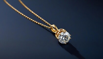 an exquisite diamond and gold necklace resting on a dark matte surface, mockup, e-commerce, product advetisment, created with generative ai