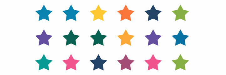 Obraz premium Assorted multicolor star vector icon sheet for digital design