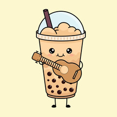 “Cute Vector Illustration of Boba Tea | Kawaii Drink, Bubble Tea”