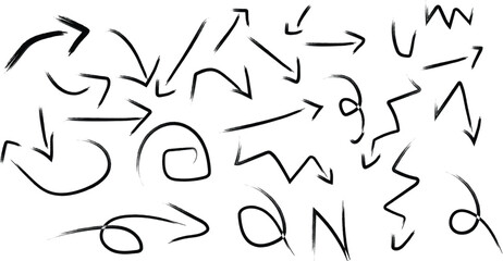 A collection of dynamic arrows in various directions, including curvy and angular shapes, ideal for representing motion and direction in creative and graphic designs.